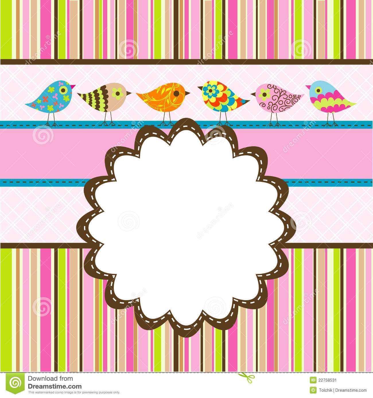 Template Birthday Greeting Card Stock Vector Illustration Throughout 