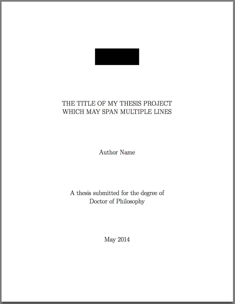Template For Latex Phd Thesis Title Page Texblog Intended For Latex