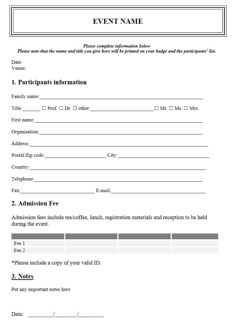 Template Form Word. Ms Word Printable Customer Feedback Form For Registration Form Template Word Free
