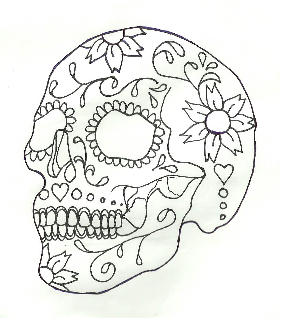 The Best Free Sugar Skull Drawing Images. Download From For Blank Sugar Skull Template