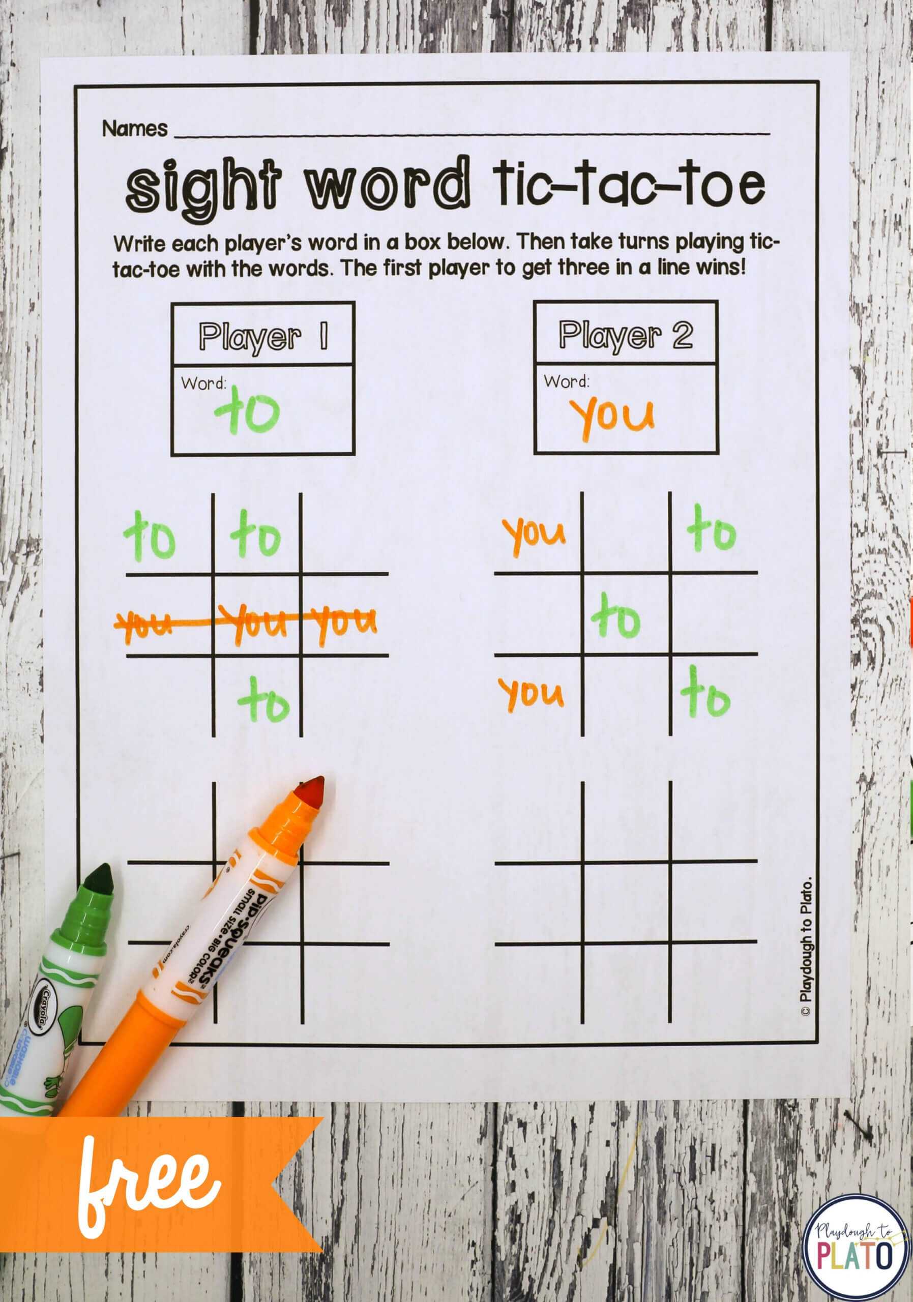 Tic Tac Toe - Playdough To Plato For Tic Tac Toe Template Word