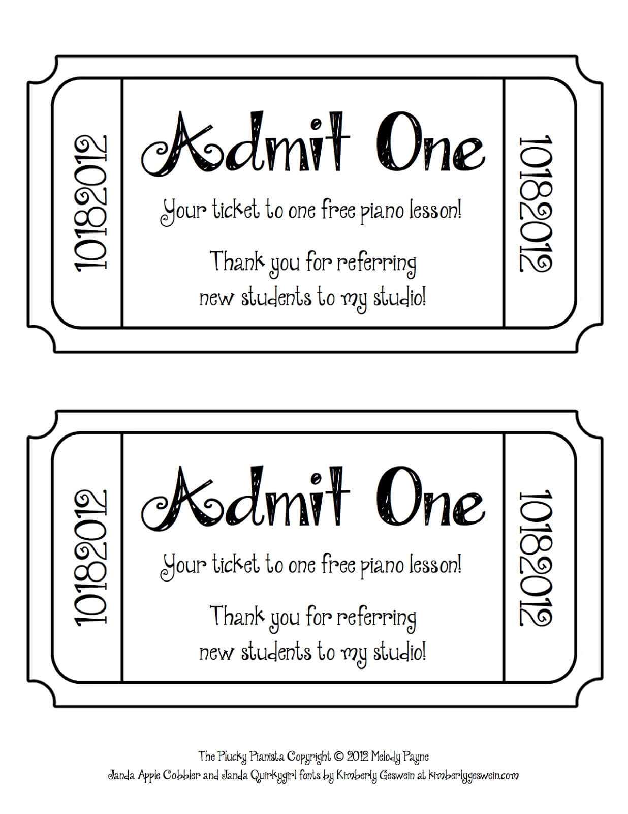 Ticket Clipart Template With Regard To Blank Admission Ticket Template