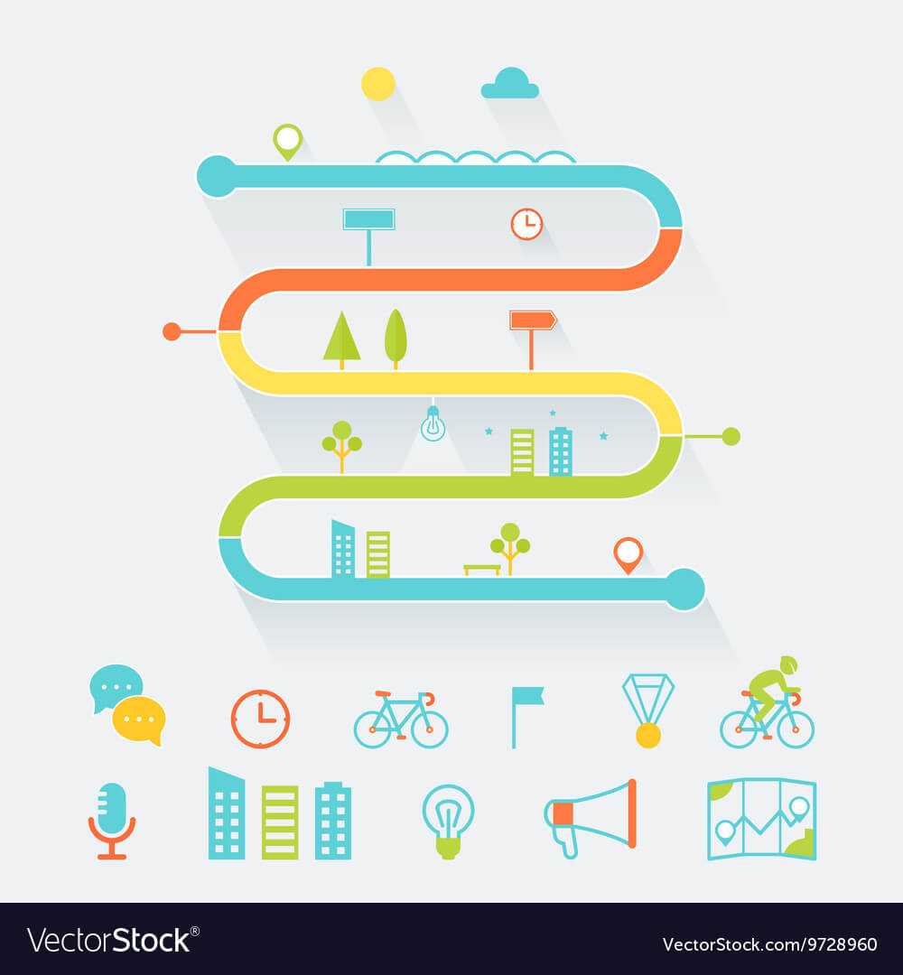 Timeline Route And Road Map Infographics Elements Within Blank Road Map Template