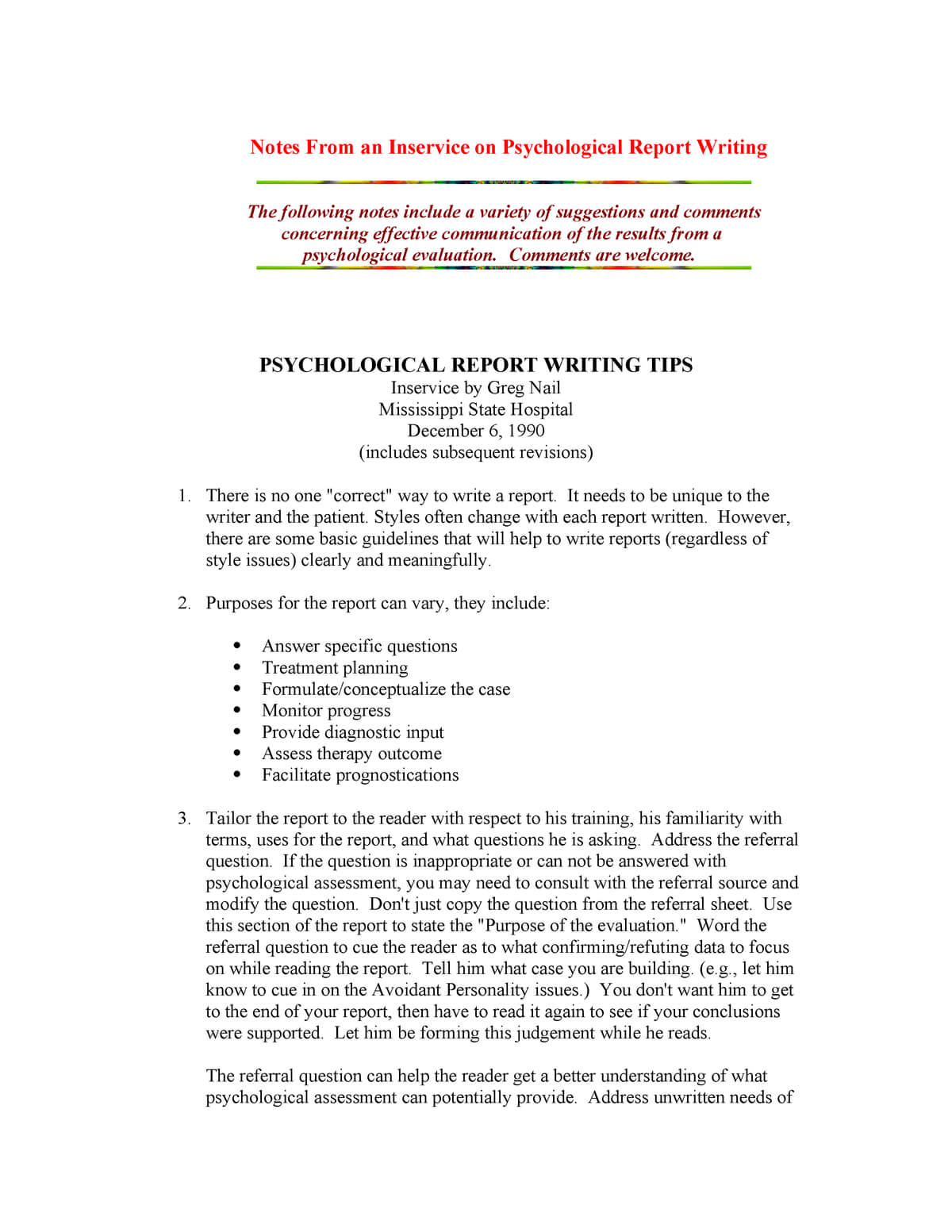 Tips In Psychological Report Writing – Psych 522 – Studocu With Regard To School Psychologist Report Template