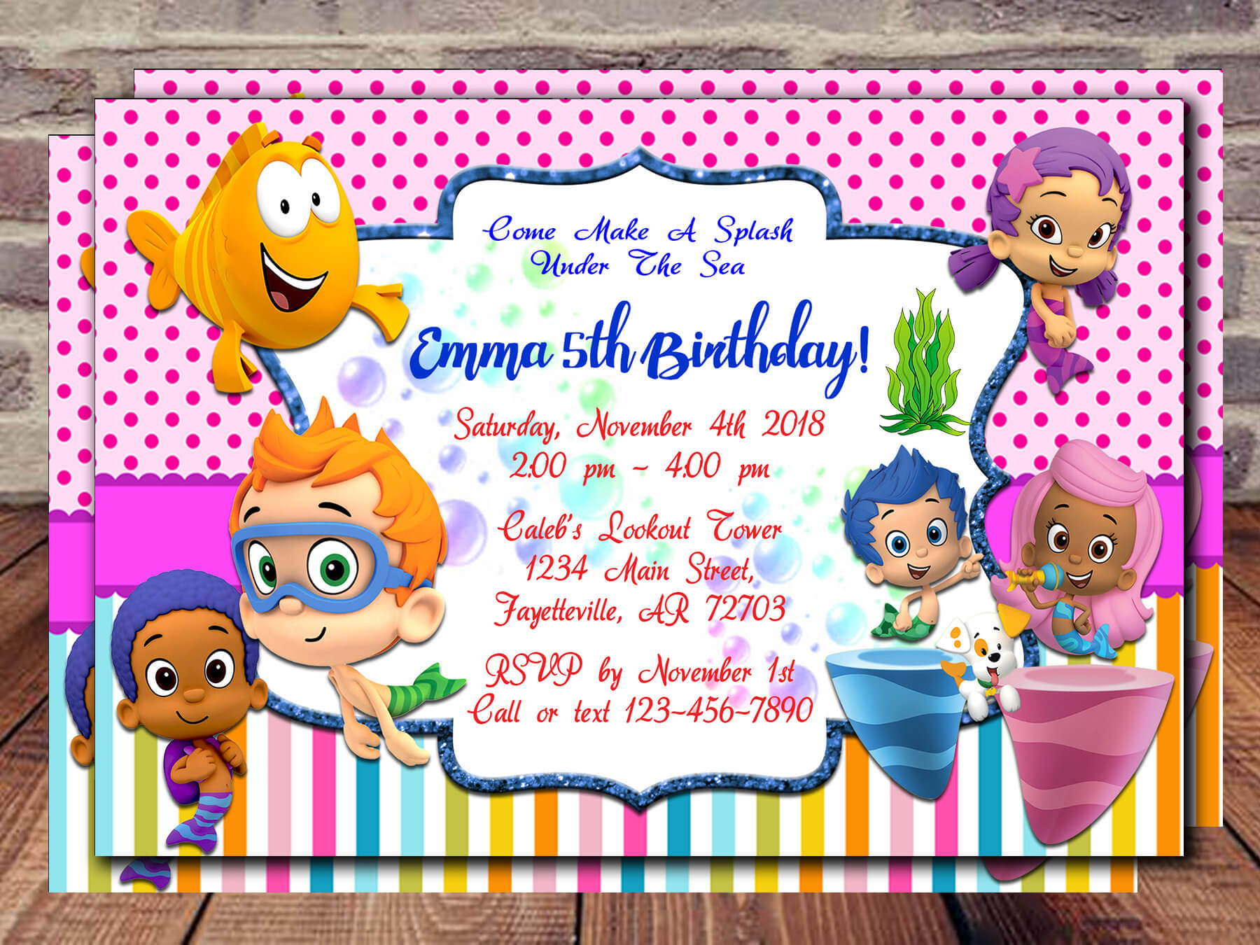 Tips: Pretty Bubble Guppies Invitations Design For Your Throughout Bubble Guppies Birthday Banner Template