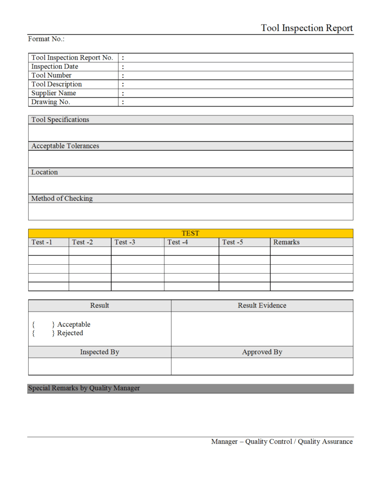 Engineering Inspection Report Template