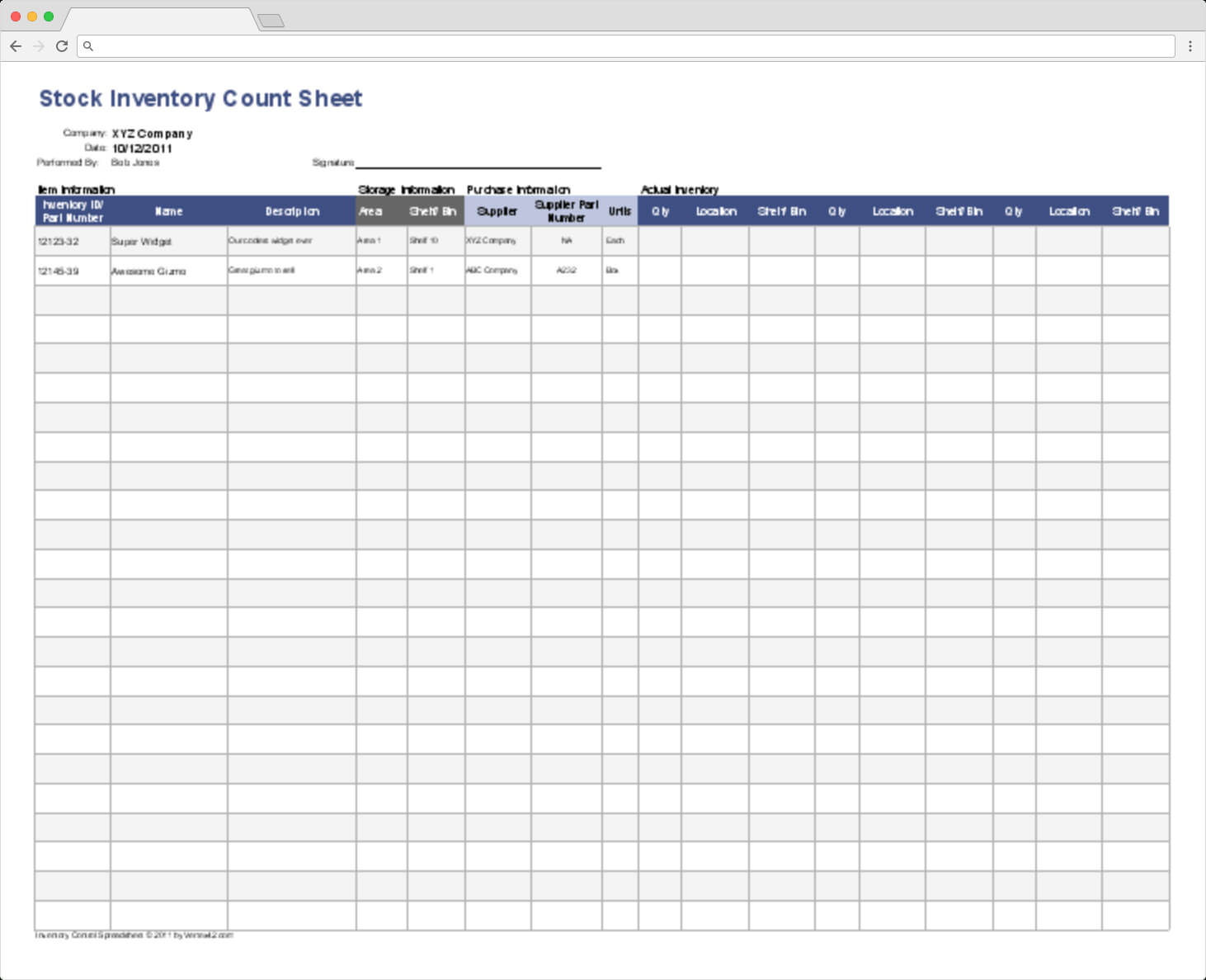 Stock Report Template Excel