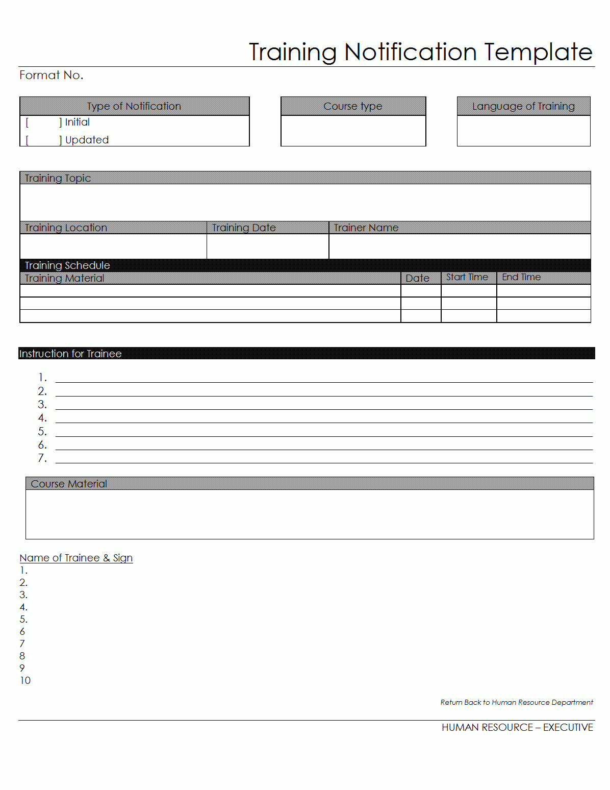 Training Notification Template Format – Sample – Examples Regarding Training Documentation Template Word