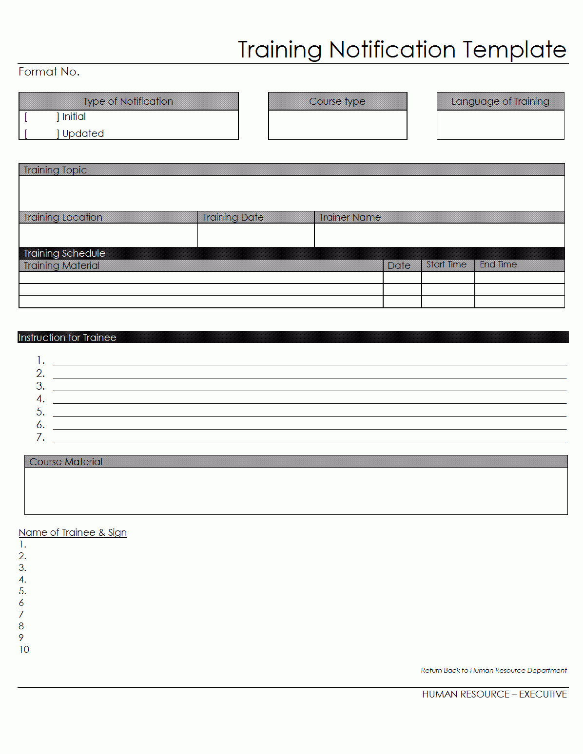 Training Notification Template – With Training Report Template Format