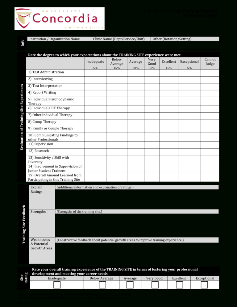 Training Feedback Report Template