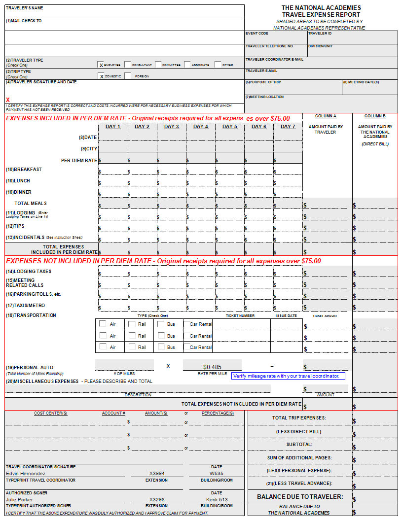 Travel Expense Report Template Edit | Templates At With Regard To Per Diem Expense Report Template
