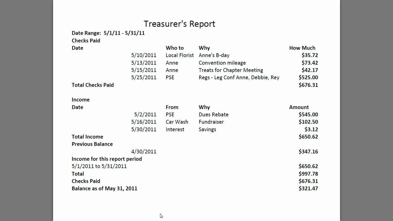 Treasurers Report Template Pdf Hoa Treasurer Sample Agm With Treasurer Report Template Non Profit