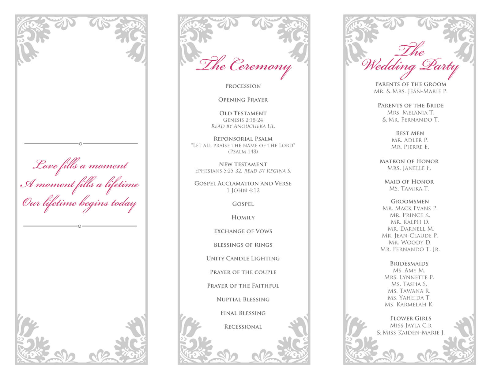 Tri Fold Wedding Program Template Free ] – Free Tri Fold Within Free Printable Wedding Program Templates Word