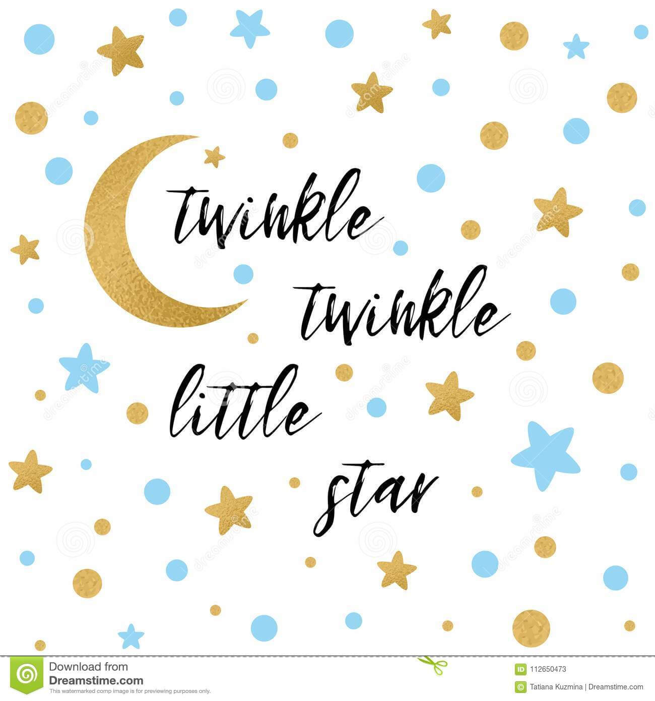 Twinkle Twinkle Little Star Text With Gold Blue Star And Within Baby Shower Banner Template
