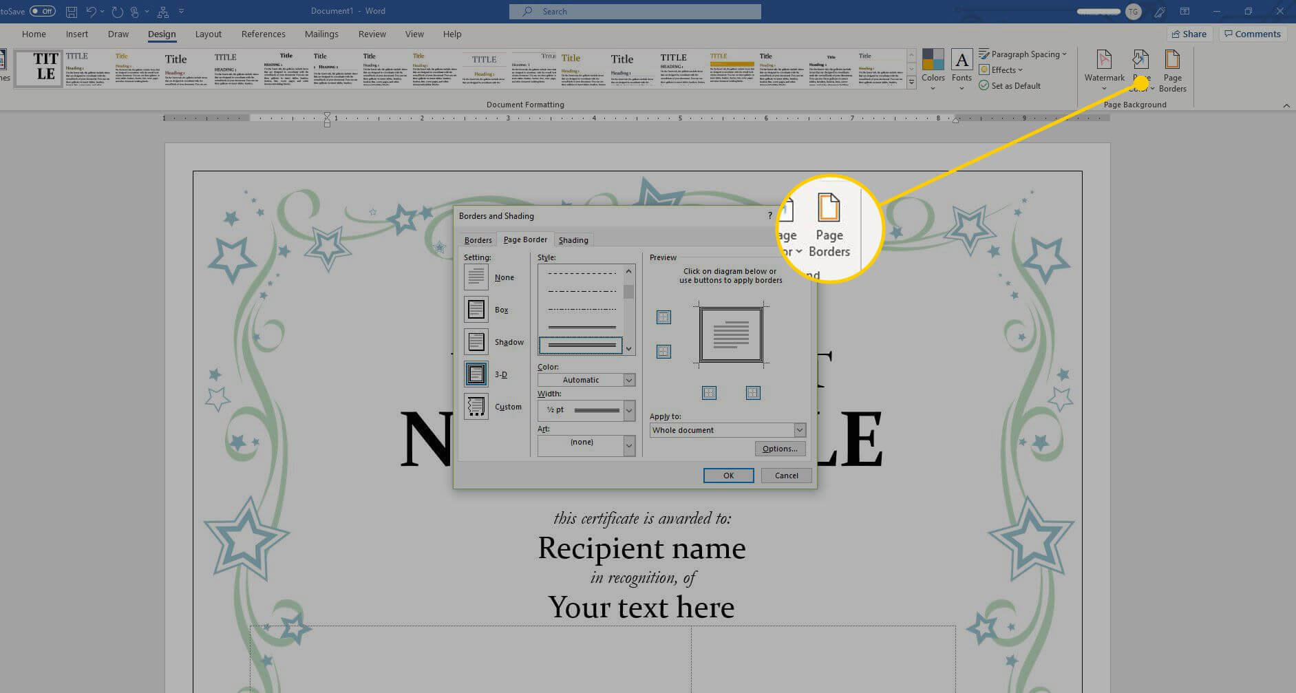 Using A Certificate Template In Microsoft Word Pertaining To Button Template For Word