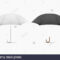 Vector 3D Realistic Render White And Black Blank Umbrella With Blank Umbrella Template