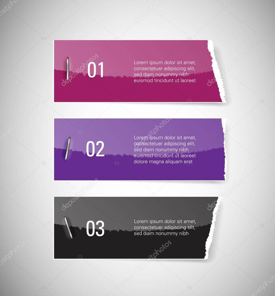 Vector Glossy Torn Paper Banners With Staples — Stock Vector Intended For Staples Banner Template