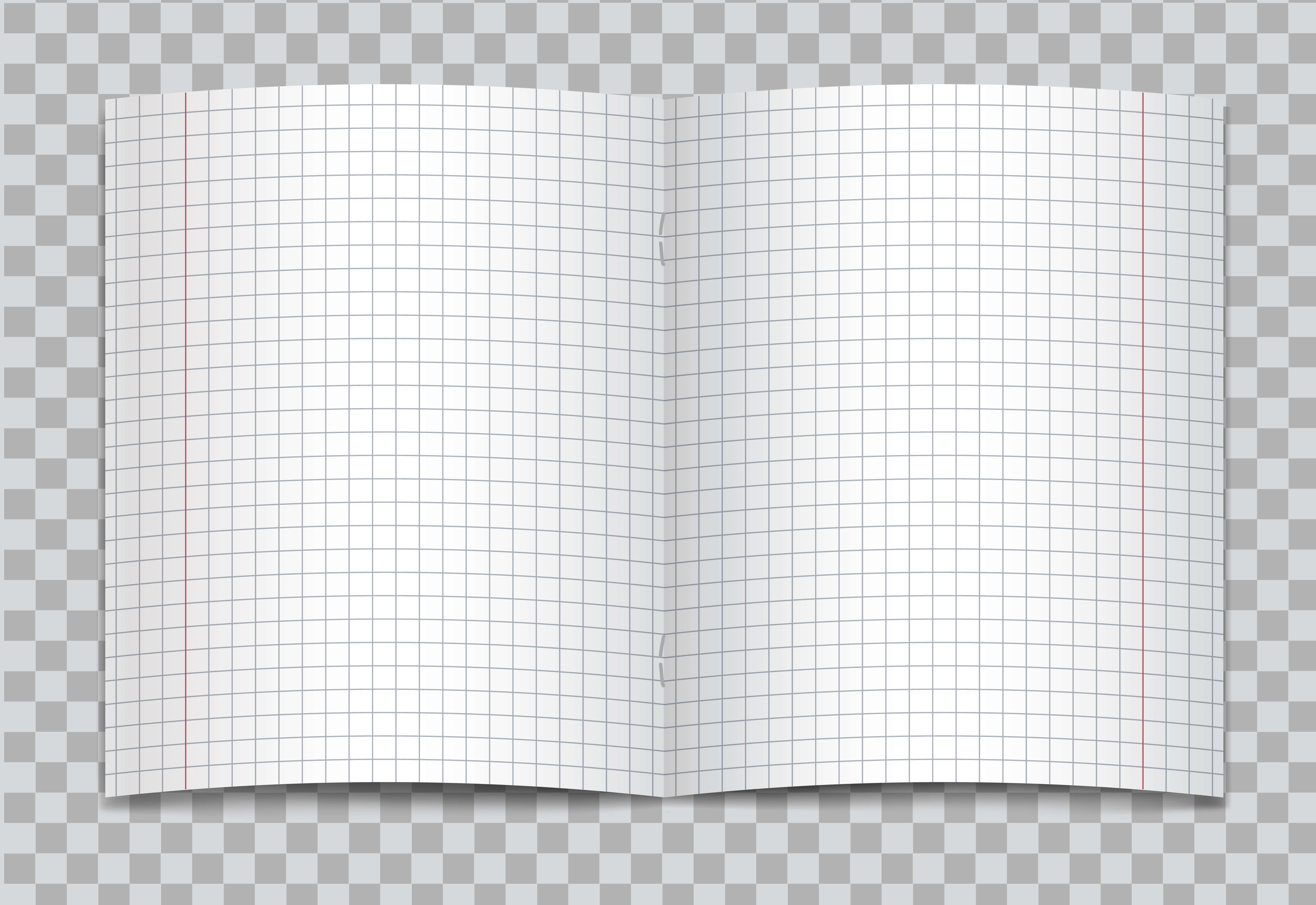 Vector Opened Realistic Squared Elementary School Copybook For Staples Banner Template