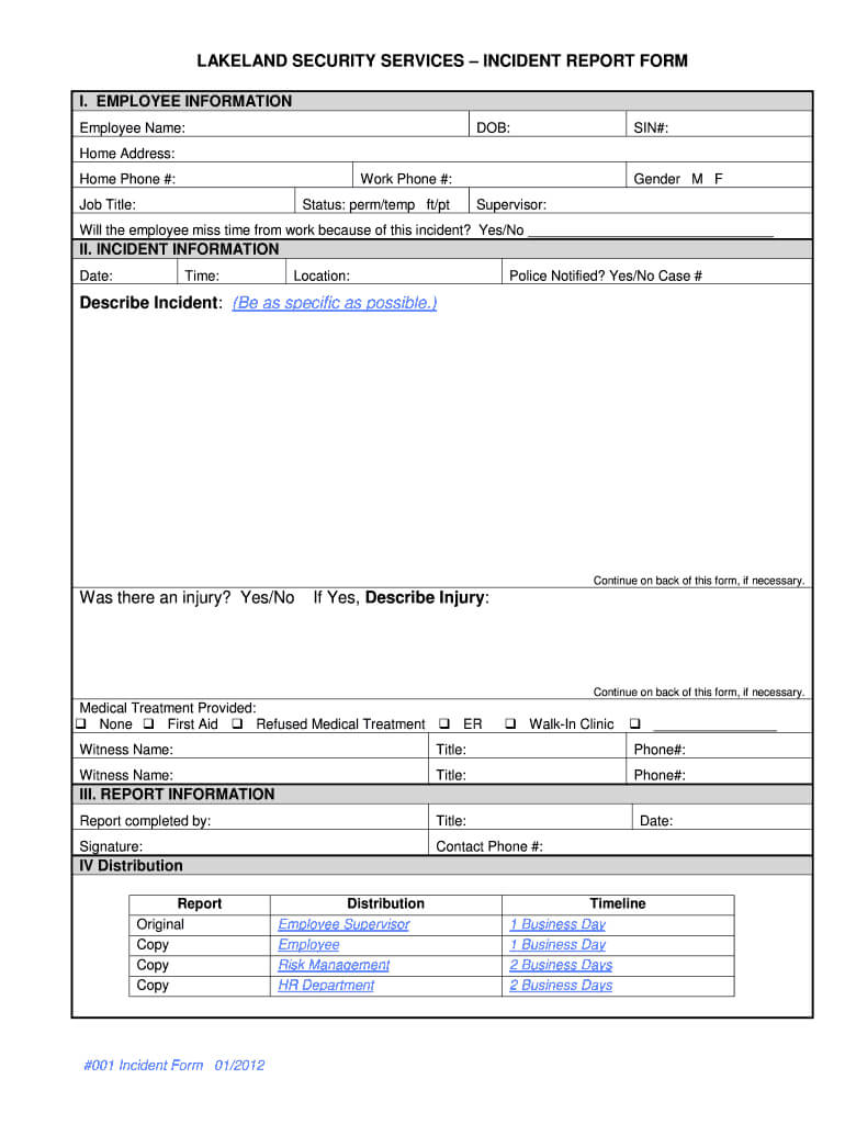 Vehicle Incident Report Templates – Fill Online, Printable Pertaining To First Aid Incident Report Form Template