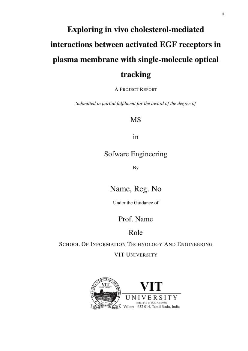 Vit – Template For Vit Project Report Template Inside Project Report Template Latex