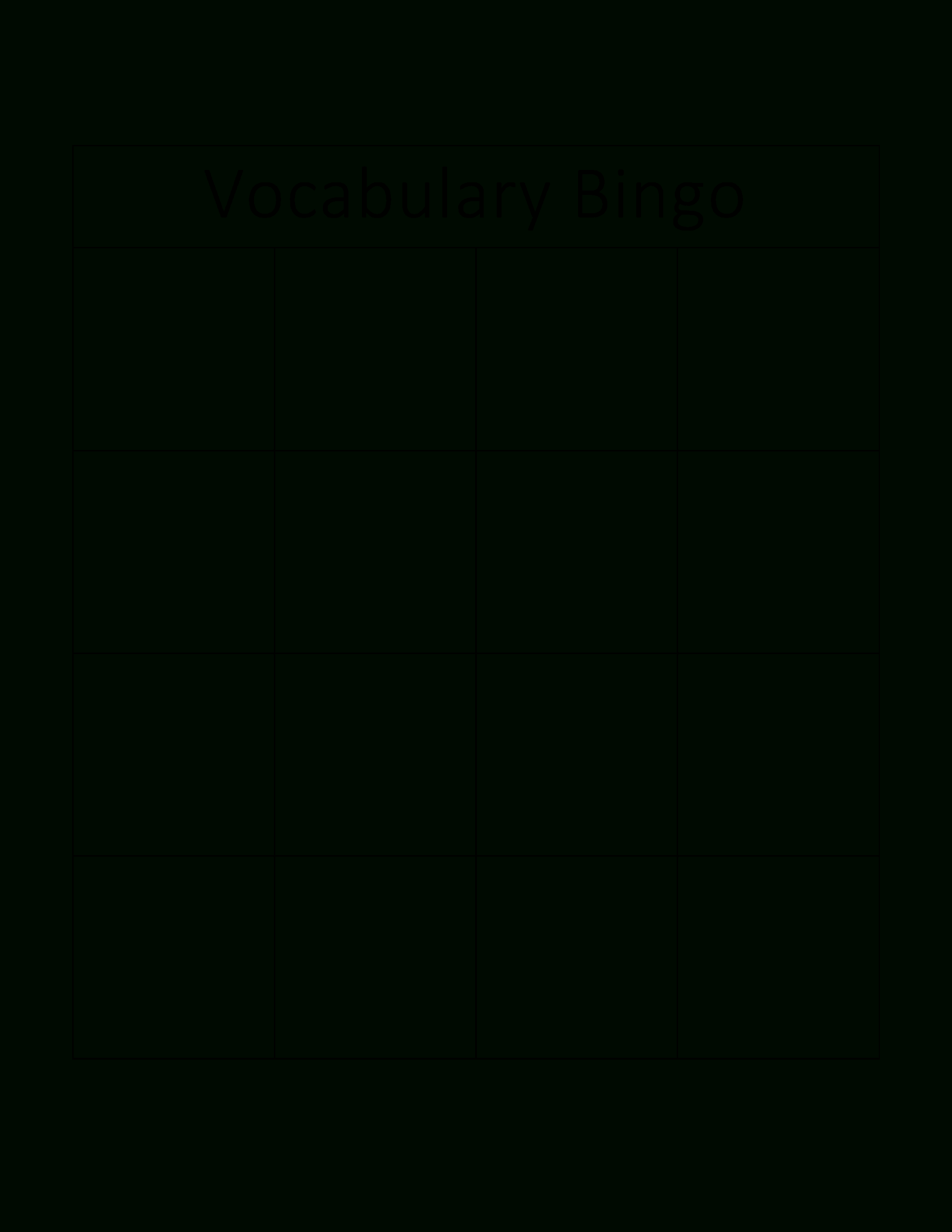 Vocabulary Bingo Card | Templates At Allbusinesstemplates Inside Blank Bingo Card Template Microsoft Word