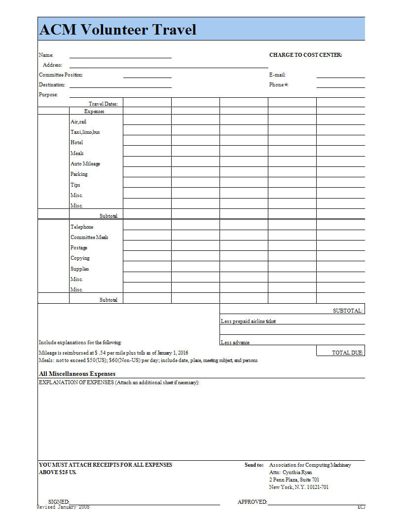 Volunteer Travel And Expense Report Template | Templates At Inside Volunteer Report Template