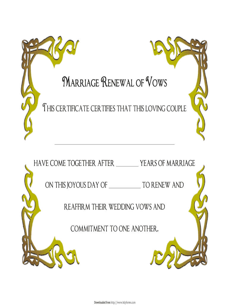 Vow Renewal Certificate Templates – Fill Online, Printable Inside Blank Marriage Certificate Template