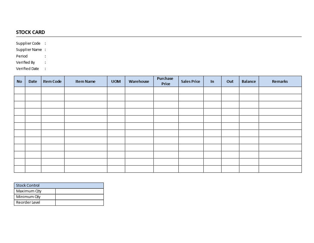 Warehouse Stock Card | Templates At Allbusinesstemplates Within Boyfriend Report Card Template