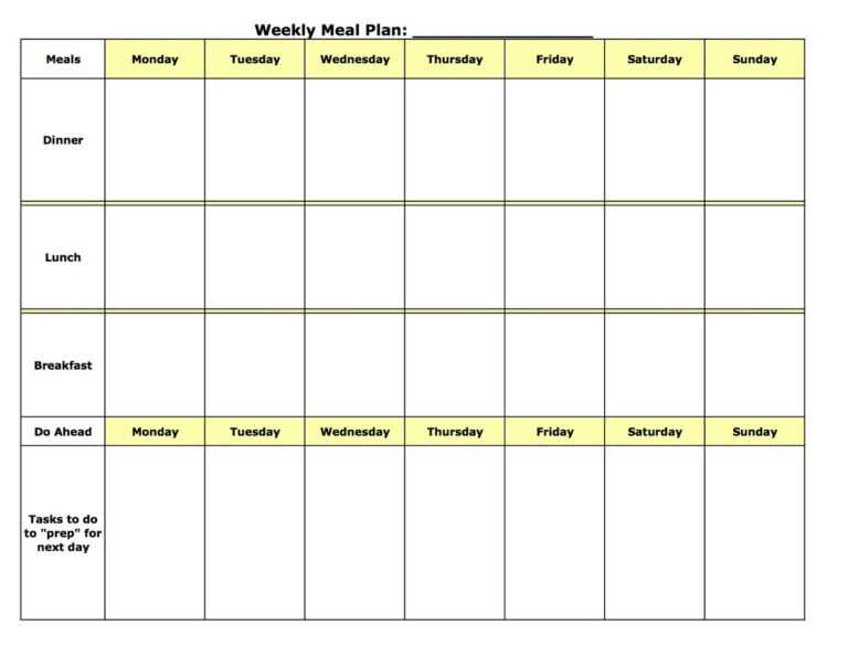 Weekly Food Planner Template Word Plan Editable Meal Free in Weekly