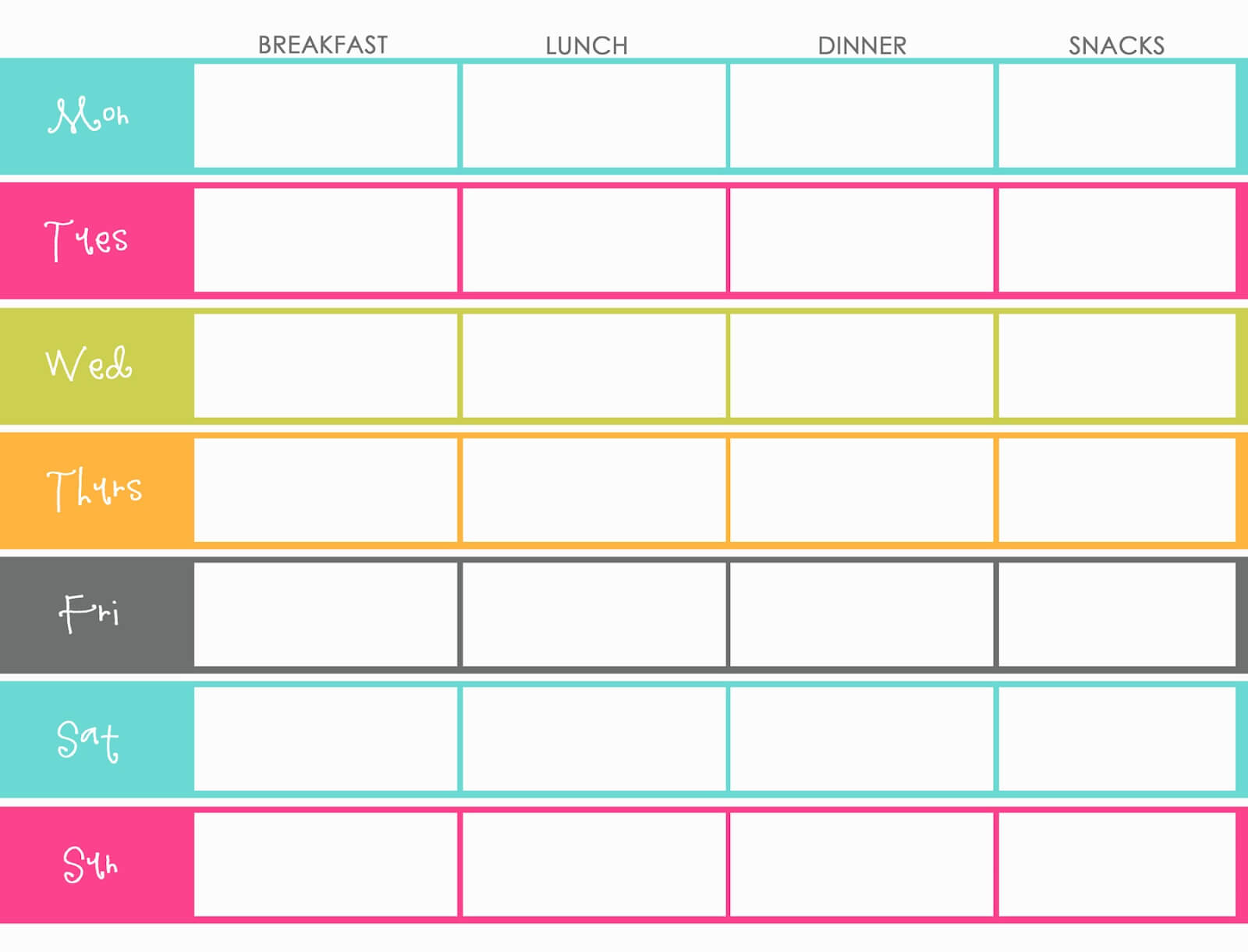 Weekly Meal Planner For Family Templates | Printable Weekly In Weekly Meal Planner Template Word