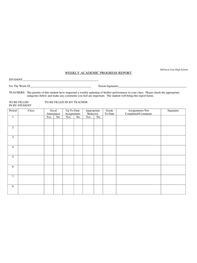 Weekly Progress Report Template - 3 Free Templates In Pdf In High School Progress Report Template