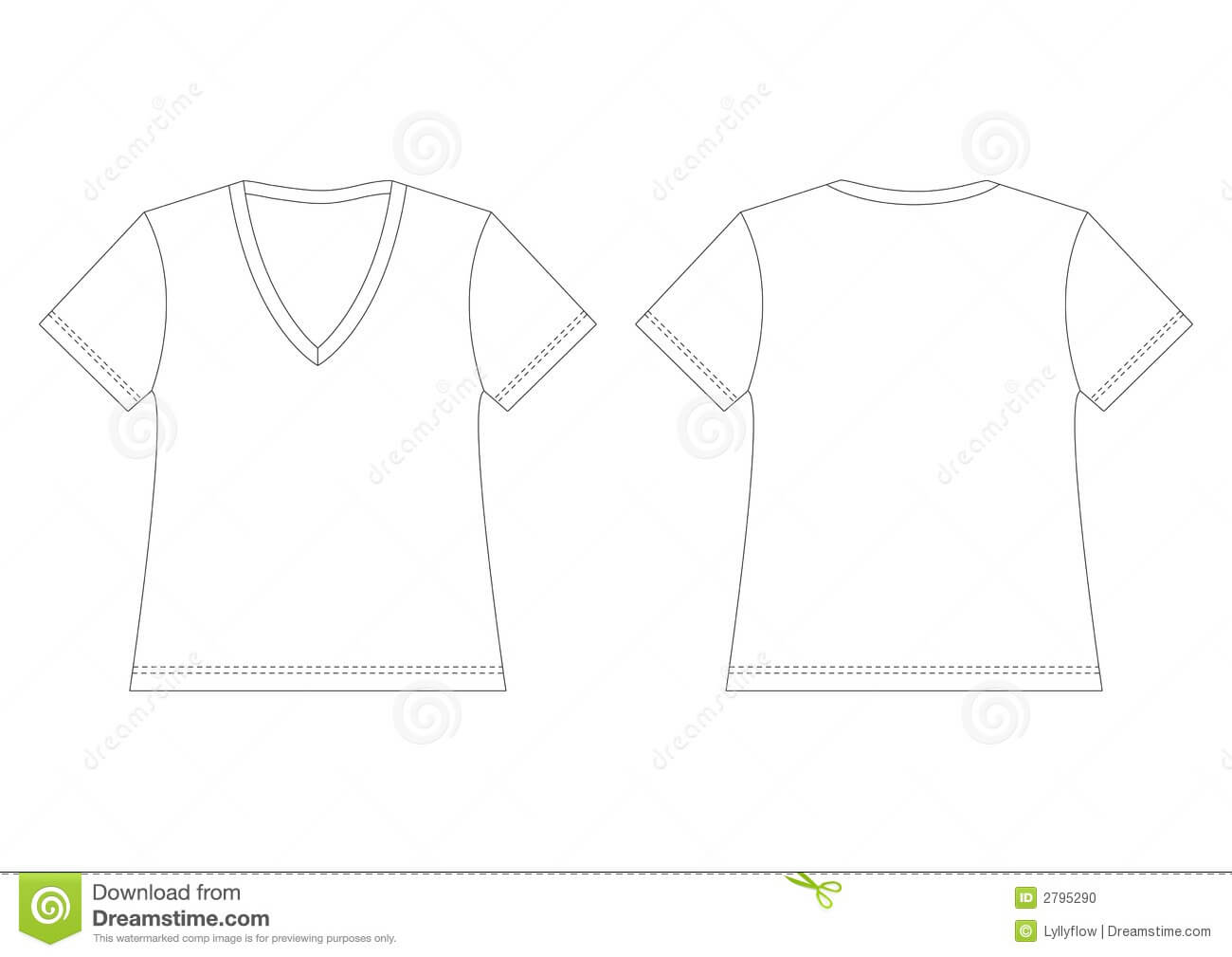 White V Neck T Shirt Stock Vector. Illustration Of Back For Blank V Neck T Shirt Template