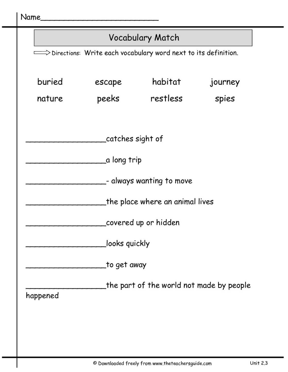 Wonders Second Grade Unit Two Week Three Printouts inside Vocabulary ...