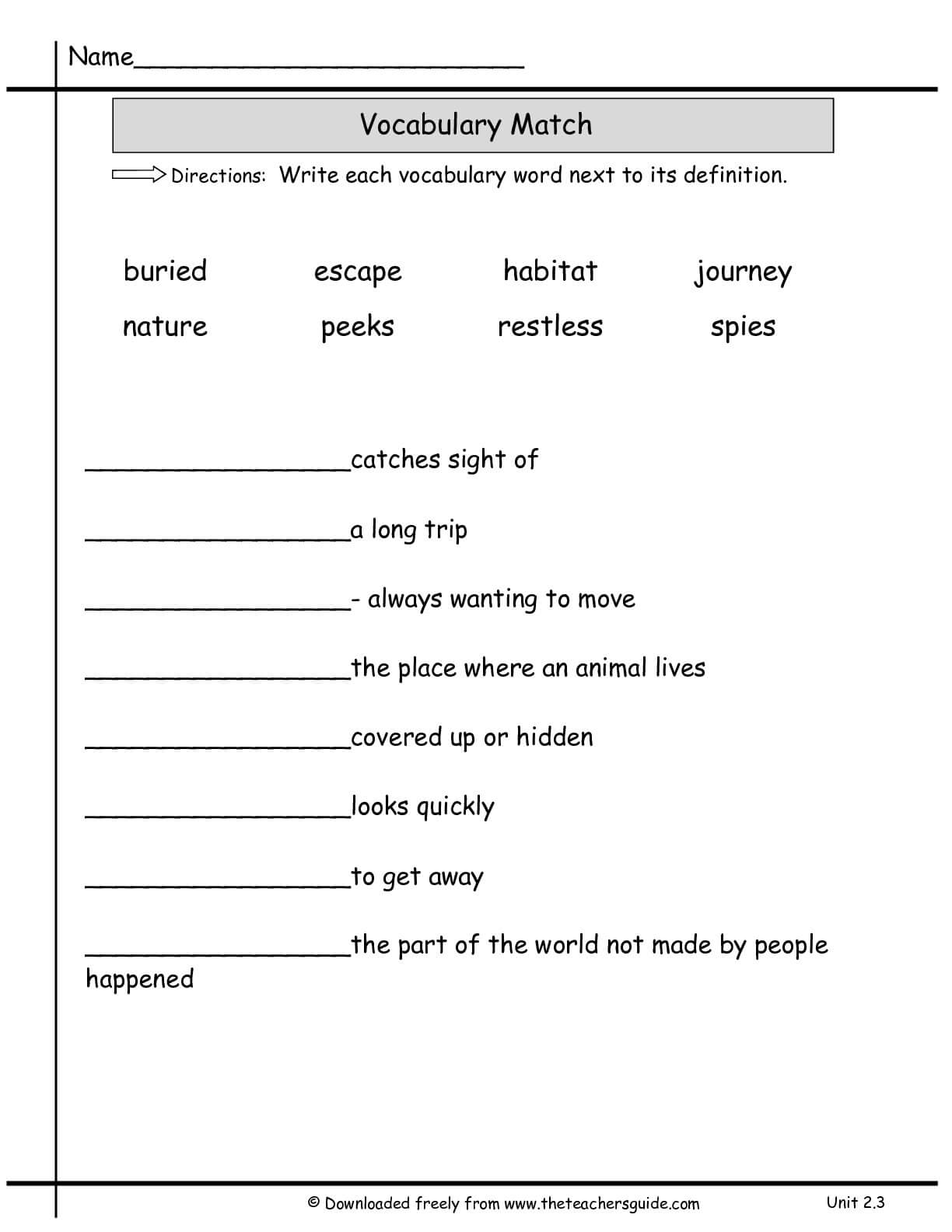 Wonders Second Grade Unit Two Week Three Printouts Inside Vocabulary Words Worksheet Template