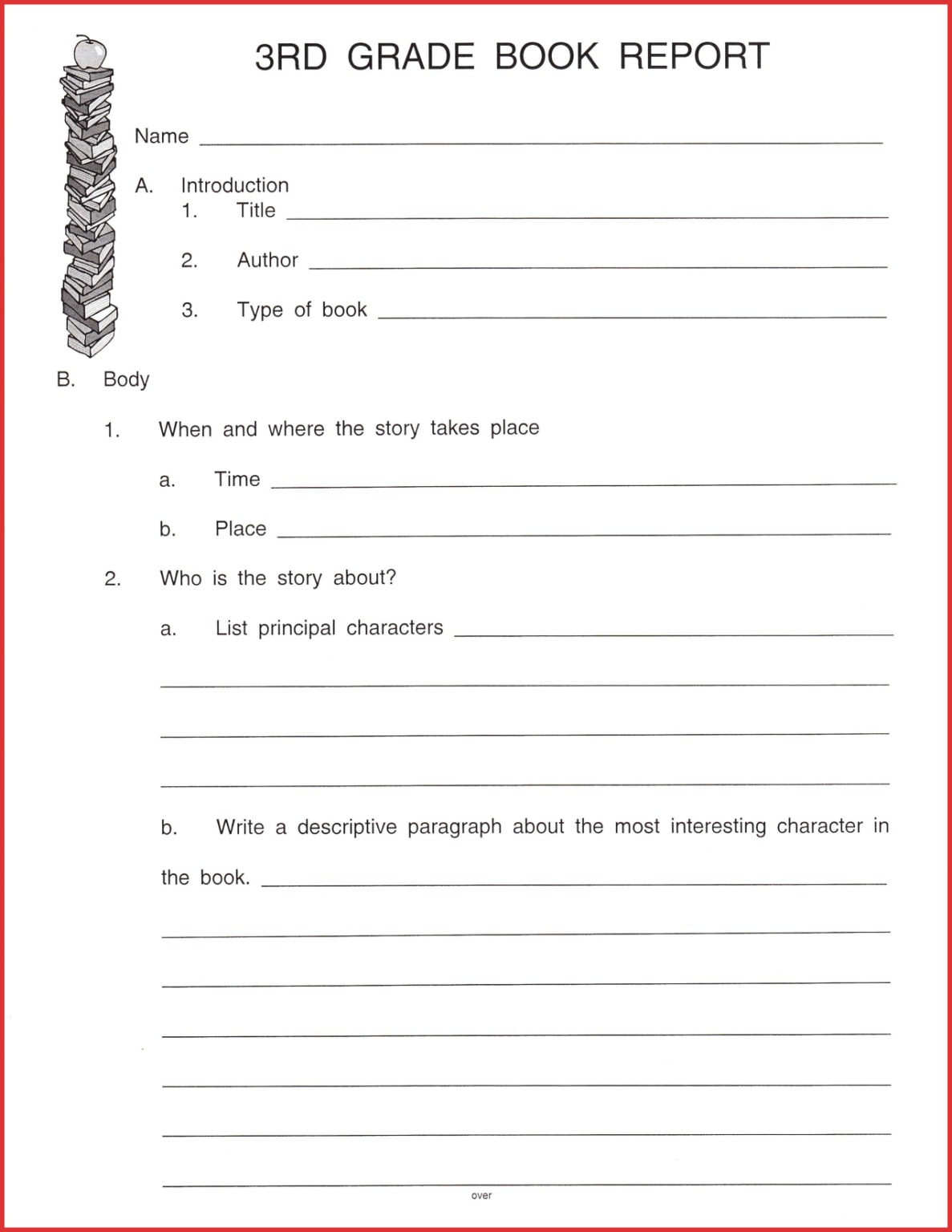 3rd Grade Book Report On Animals Template Free Printable