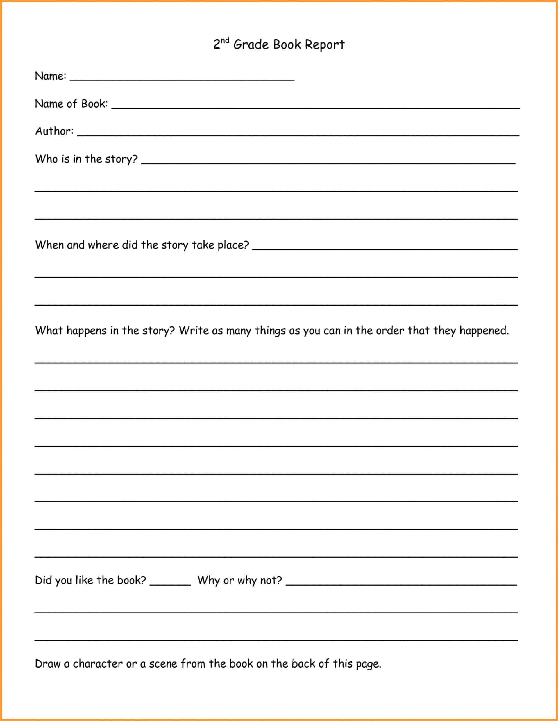Wondrous Free Book Report Templates Template Ideas Forms For Regarding 1St Grade Book Report Template