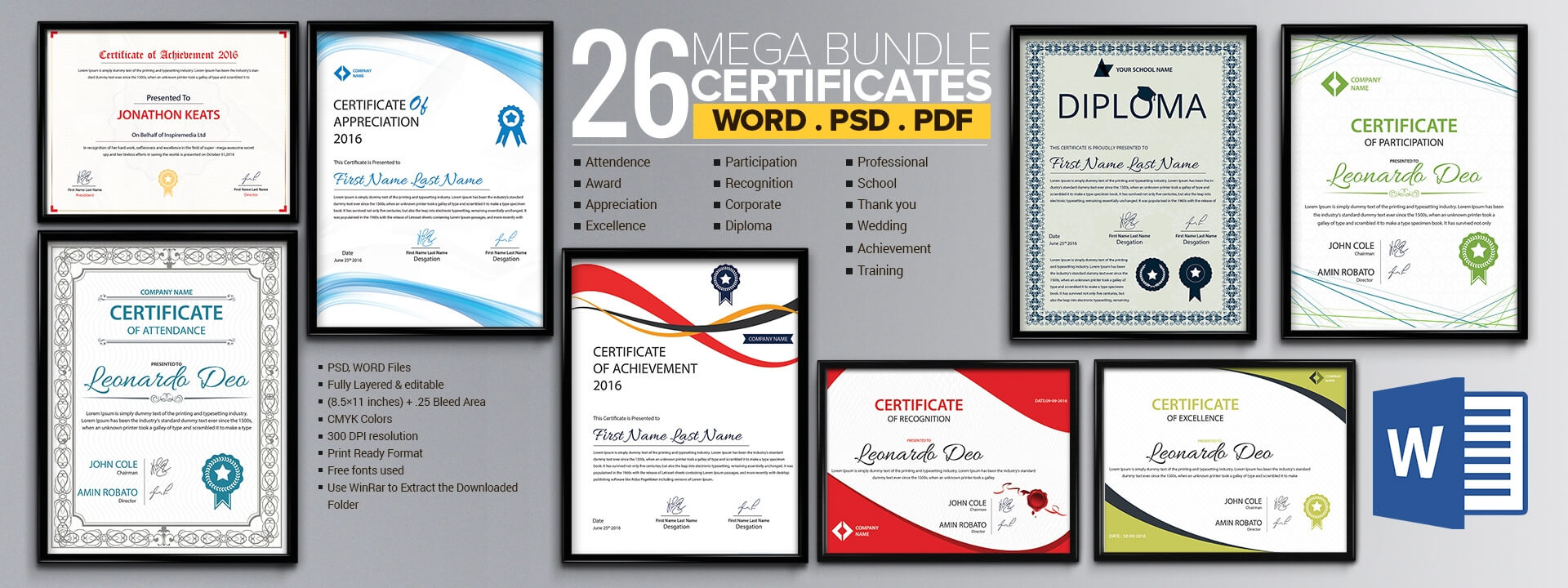 Word Certificate Template – 53+ Free Download Samples Pertaining To Blank Award Certificate Templates Word