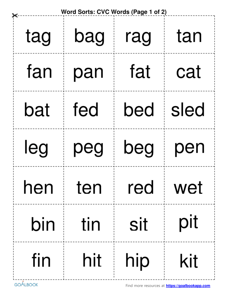 printable vocabulary word sorts
