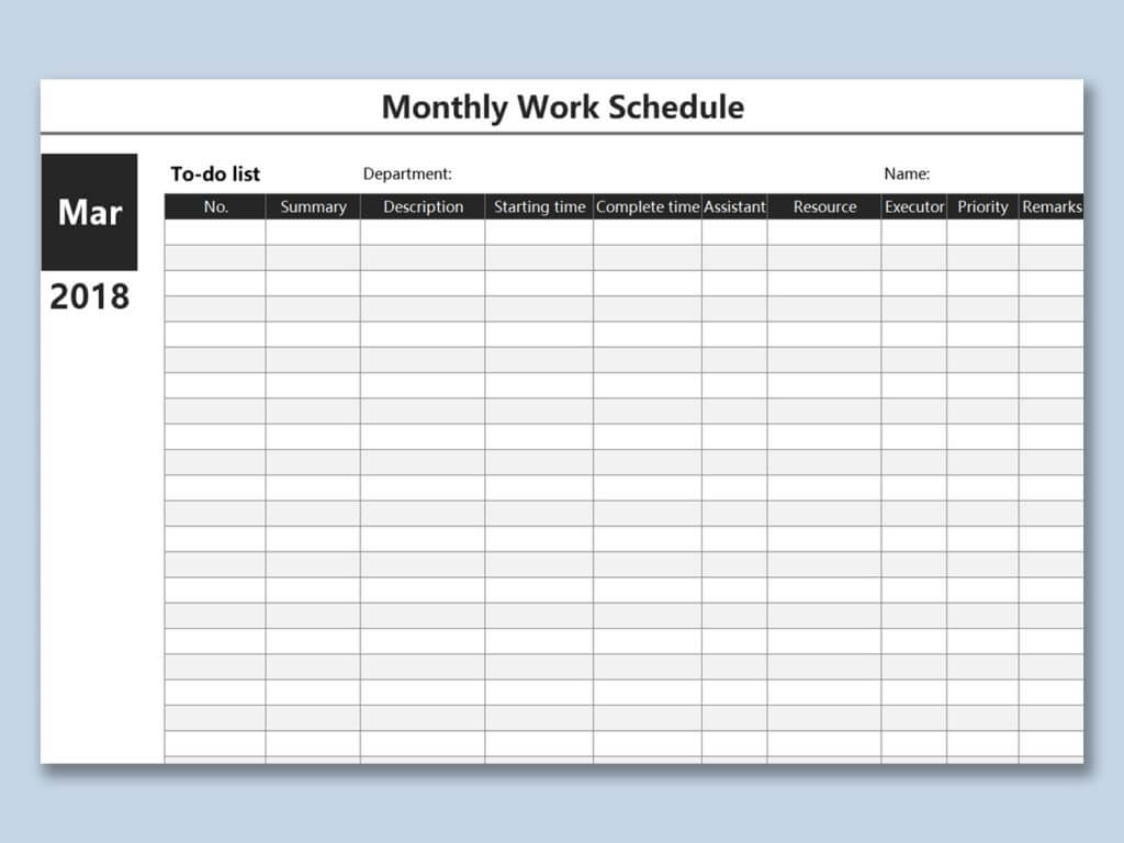 Work Schedule Spreadsheet Hours Calculator Template L Plan Pertaining To Blank Monthly Work Schedule Template