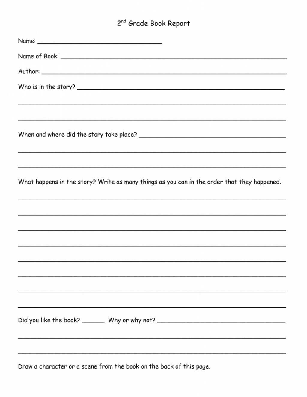 Worksheet Ideas ~ Second Grade Reading Worksheets Worksheet Intended For 1St Grade Book Report Template