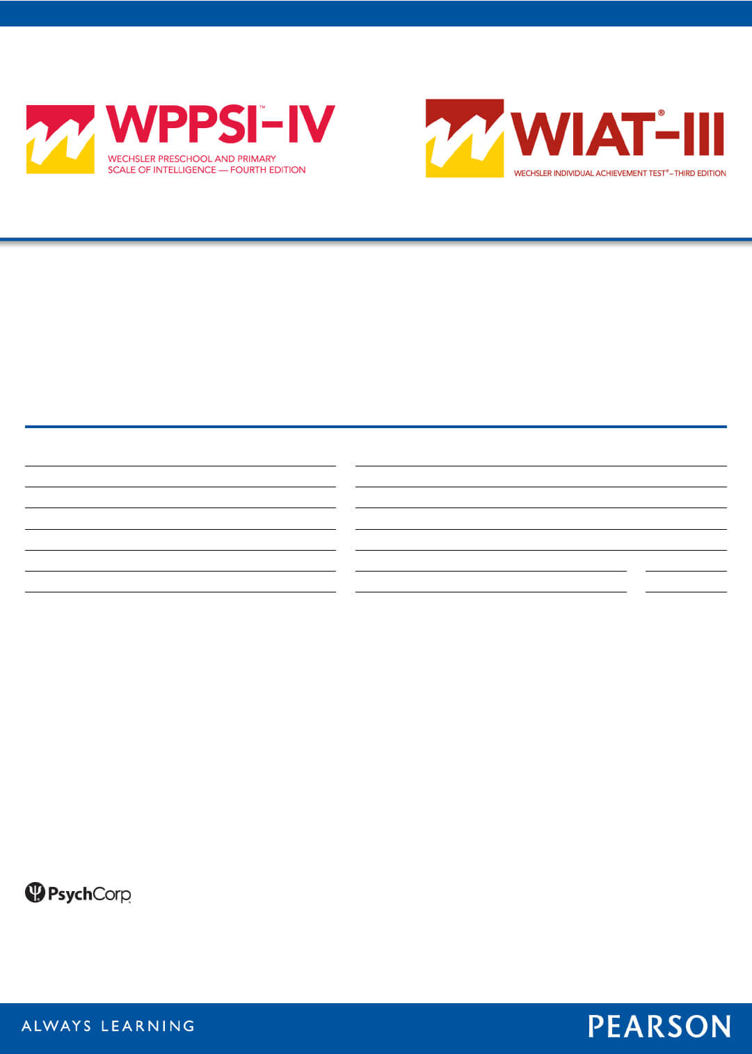 Wppsi  Iv/wiat  Iii Wechsler Preschool And Primary Within Wppsi Iv Report Template