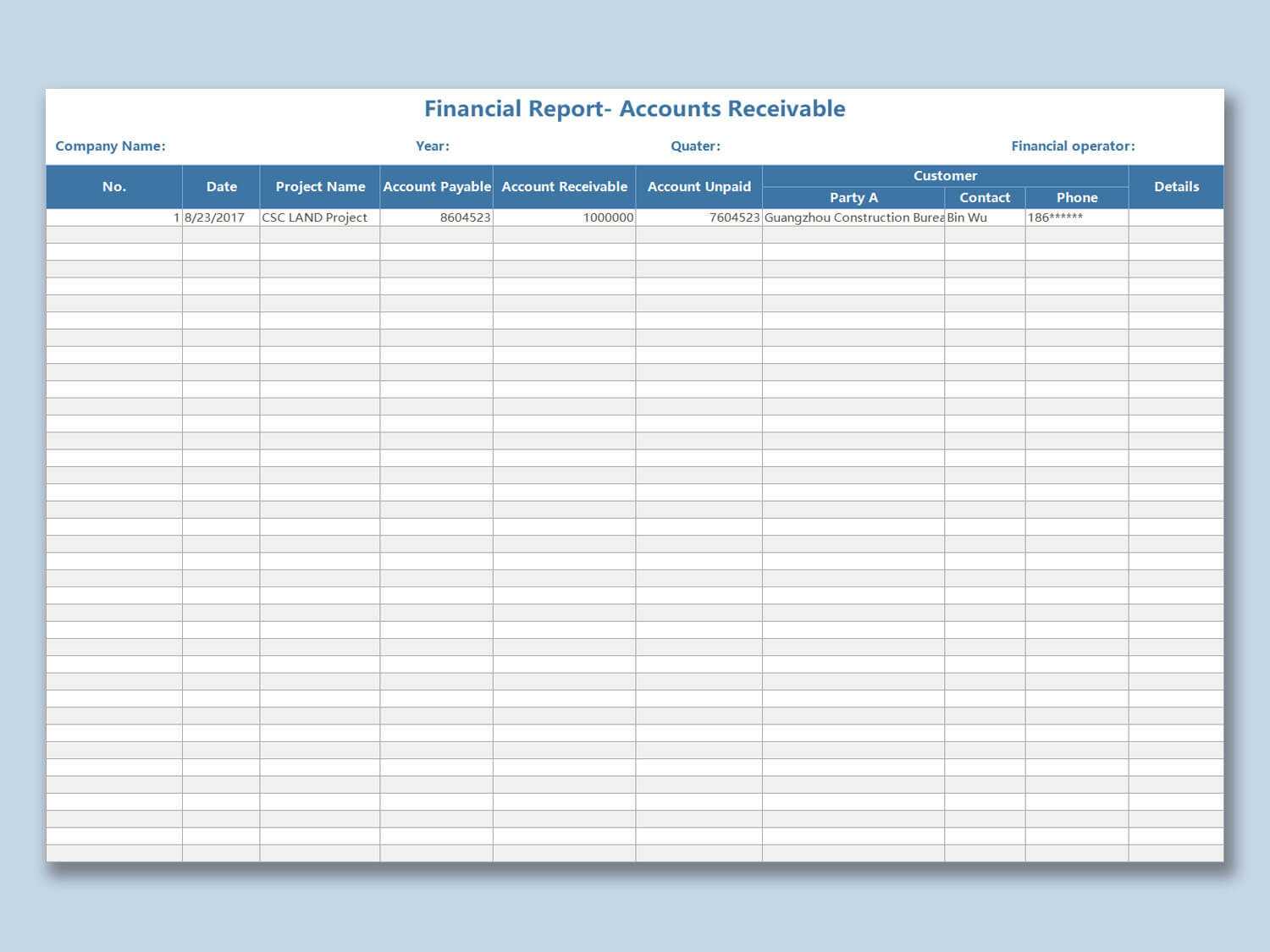 Accounts Receivable Report Template