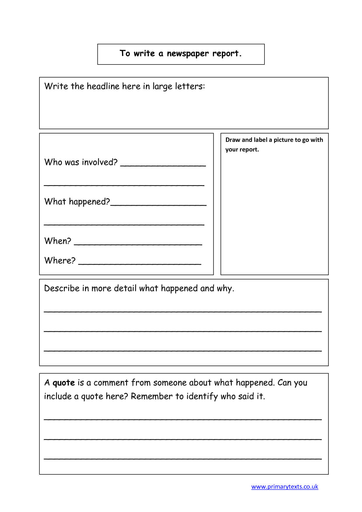 newspaper article writing paper