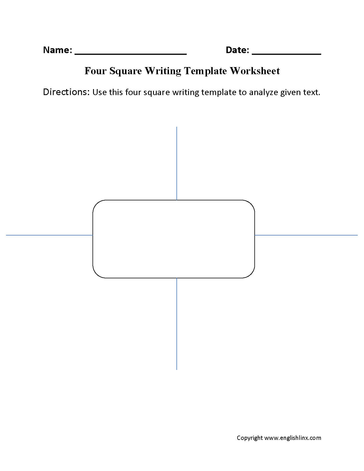 Writing Template Worksheets | Four Square Writing Template Pertaining To Blank Four Square Writing Template