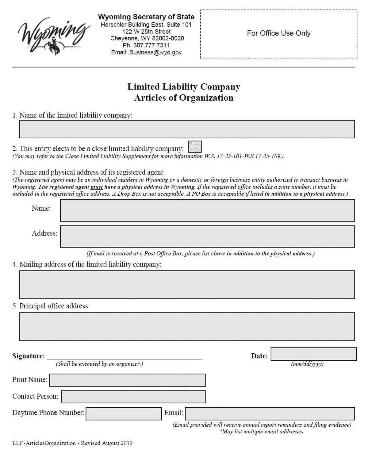 Wyoming Llc How To Form An Llc In Wyoming With Llc Annual Report