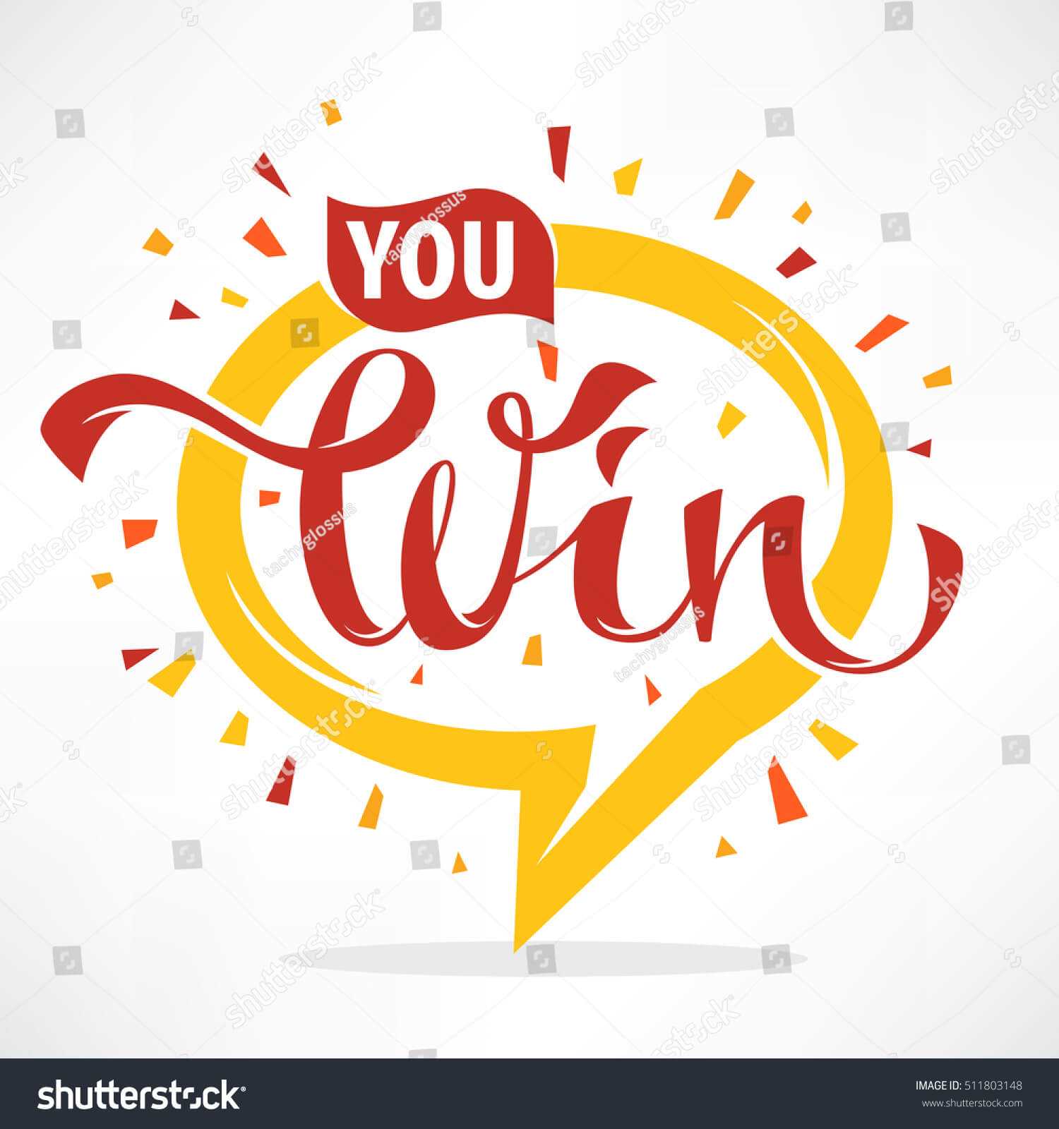 You Win Vector Congratulation Banner Template Stock Vector Throughout